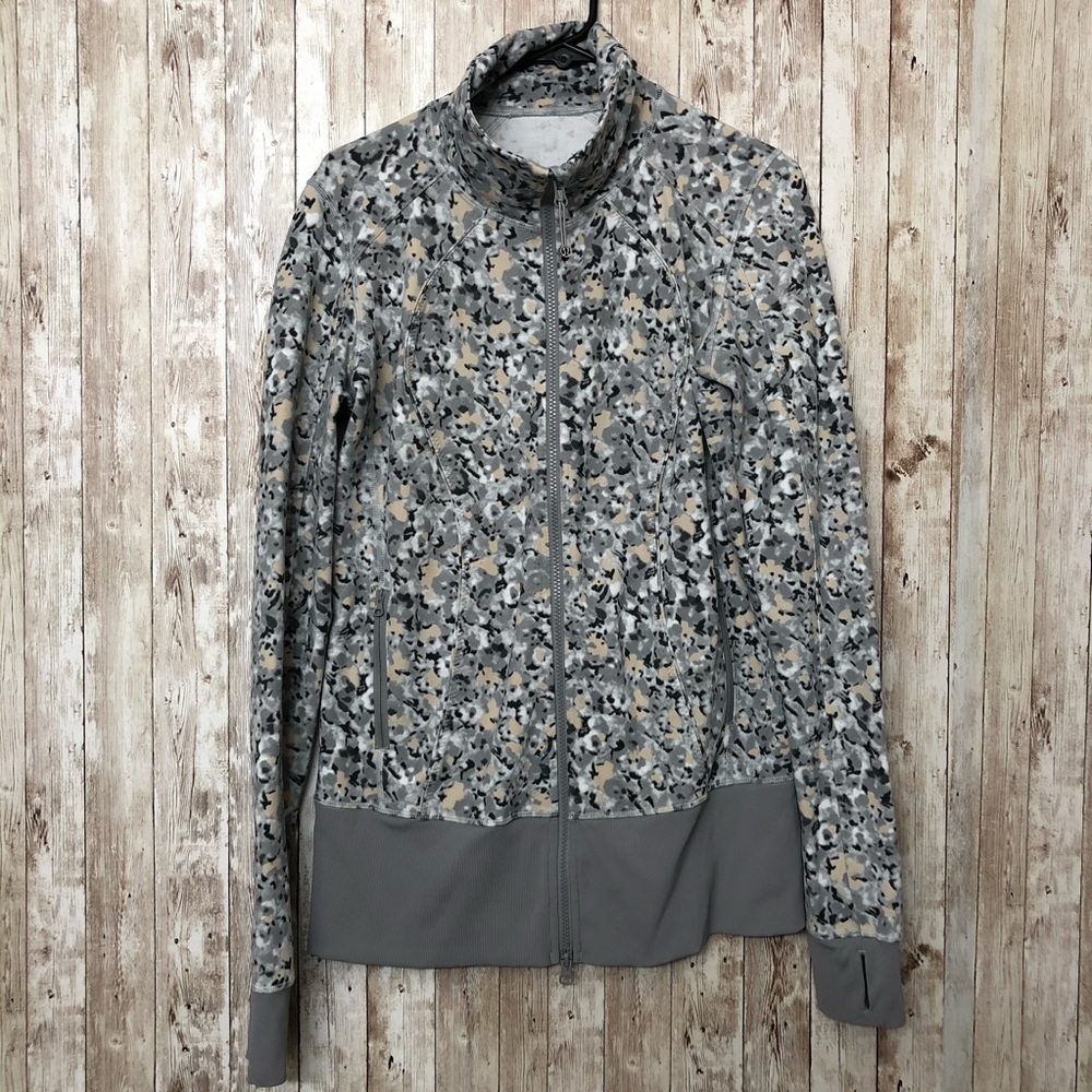 Lululemon Nice Asana Jacket Silver Spoon 10 Floral